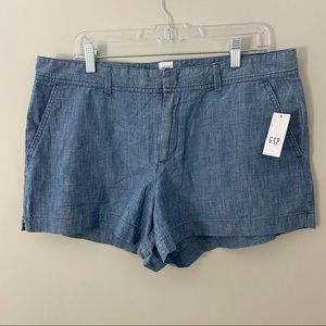 Gap Women’s 3” City Short Size 14 Chambray Cotton Chino Shorts